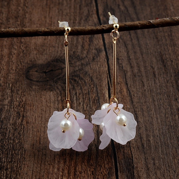 Wholesale Petal Pearl Resin Earrings